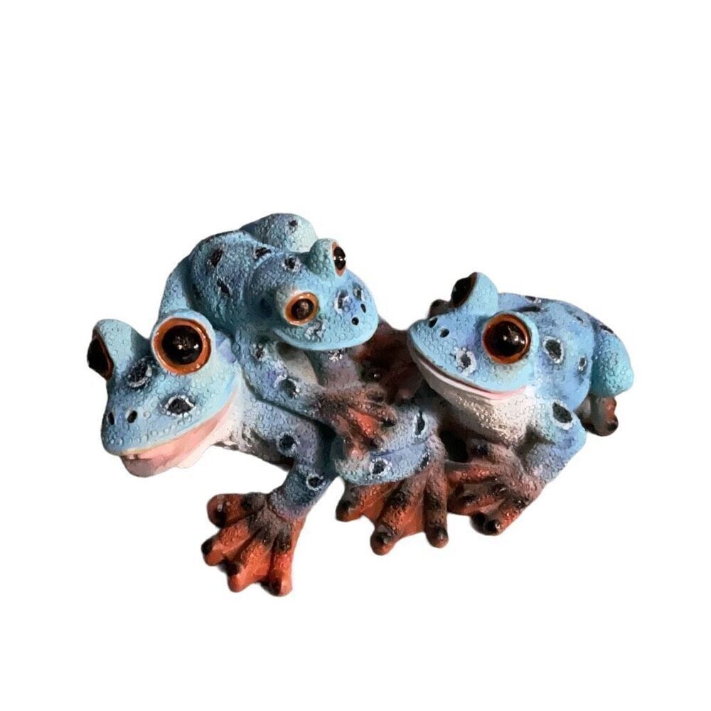 Frog Family Resin Figurine Blue 4x2 Toads